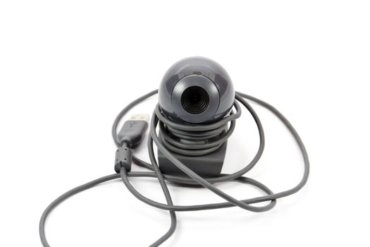 Black Webcam with Cable on white background