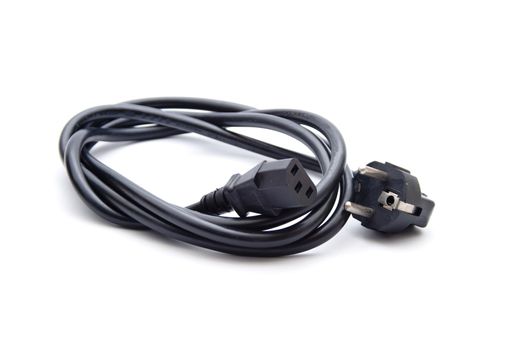 Black Electronic Cable on white background