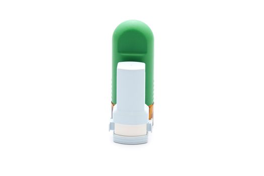 Nasal Spray with  Asthma Inhaler on white background