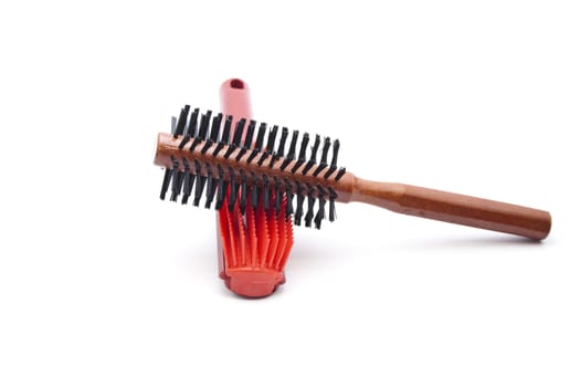 Different Hairbrush on white background