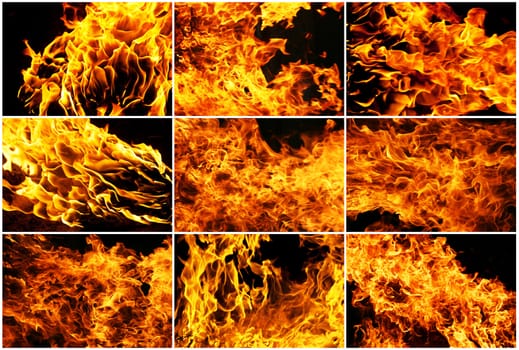 Beautiful yellow and orange hot fire on black background