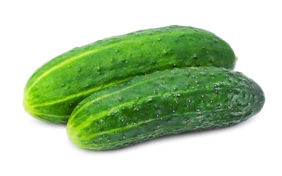 Fresh green cucumber isolated on white background