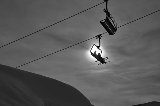 Ski lift silhouette