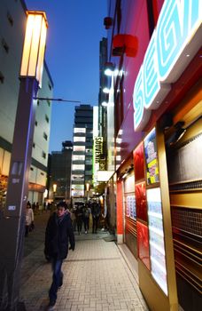 TOKYO - NOV 21: Akihabara district November 21, 2013 in Tokyo, Japan. The district is a major shopping area for electronic, computer, anime, games and otaku goods. 