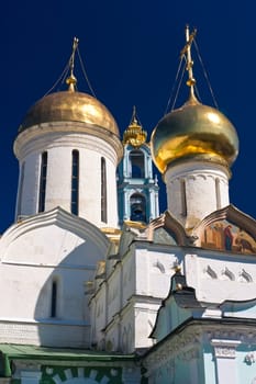 Beautiful and ancient  cathedral in monastery of Sergiev Posad, Russia