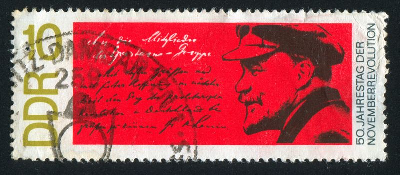 GERMANY - CIRCA 1968: stamp printed by Germany, shows Lenin and Letter to Spartacists, circa 1968