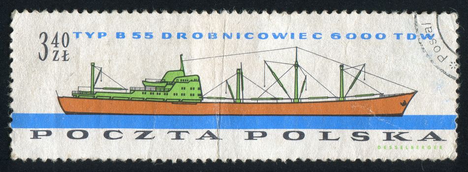 POLAND - CIRCA 1961: stamp printed by Poland, shows Various Polish Cargo Ships, circa 1961