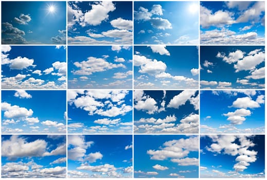 White clouds in blue summer sky background