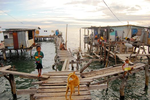 Village at sea coast, Papua New Guinea