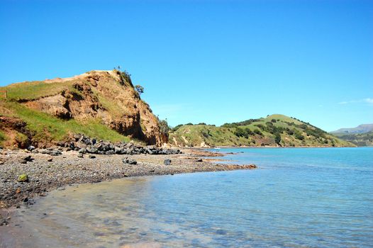 Rocky coast sea view New Zealand