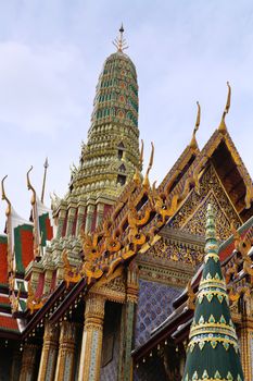 closeup the beautiful Buddhist temple gable, Thailand