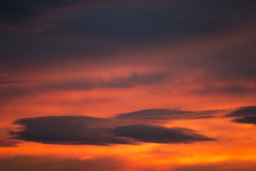 Shot of the dark cloud on red sky - gloaming - sunset colors