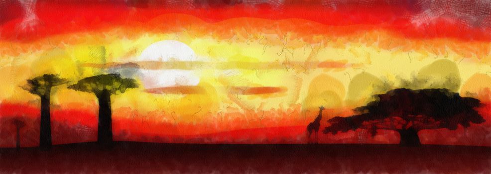Abstract illustration of the Africa sunset