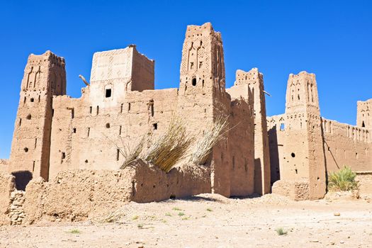 The fortified town of Ait ben Haddou near Ouarzazate Morocco on the edge of the sahara desert in Morocco. Famous for its use as a set in many films such as Lawrence of Arabia, Gladiator