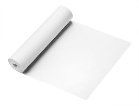 Roll of thermal fax paper isolated on white