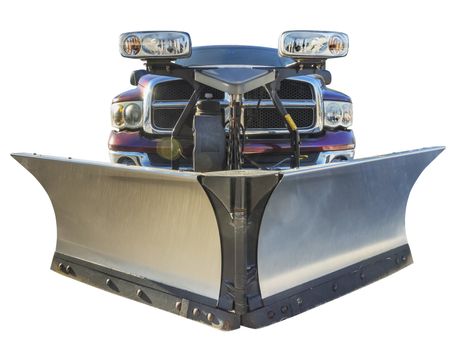 Truck snowplow in the shape of a V, isolated with clipping path