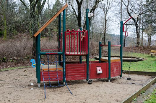 outdoor climbing toy for the kids in the woods