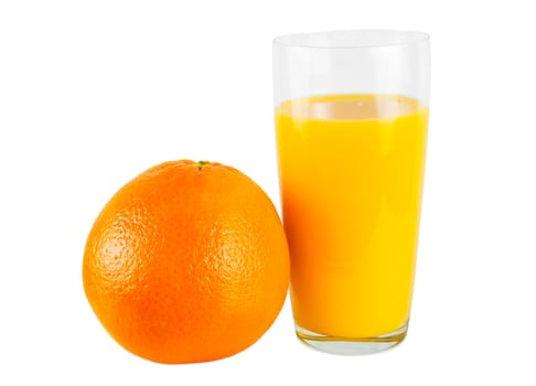 Orange juice and orange isolated on white background with clipping path