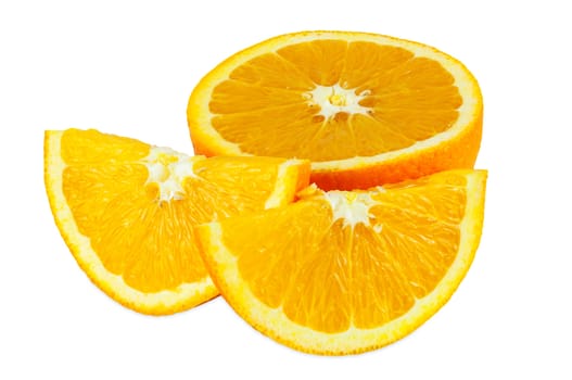 Pieces of orange isolated on white background with clipping path