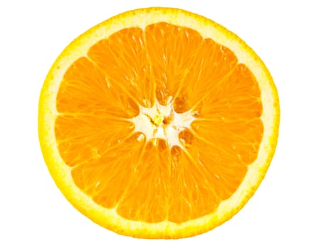 Slice of orange isolated on white background with clipping path