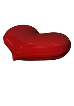Red valentine heart isolated on white. Three dimensional render.