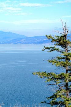 Okanagan Lake and Surrounding hills from the western shore