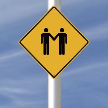 A conceptual road sign on same sex relationship