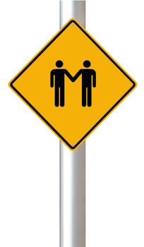 A conceptual road sign on same sex relationship