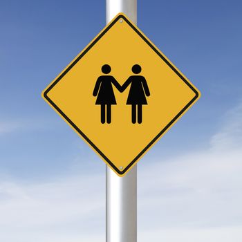 A conceptual road sign on same sex relationship