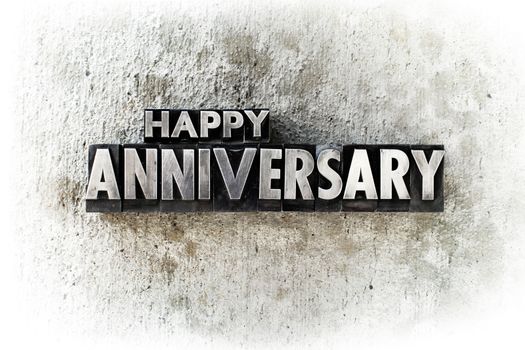 The words "HAPPY ANNIVERSARY" written in old vintage letterpress type.