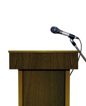 Podium with Microphone over White