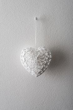white heart made ​​of thread, element for Valentines Day or Wedding design