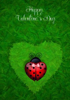 ladybug with heart for Valentine's Day