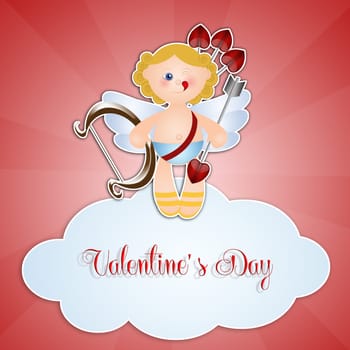 Cupid on cloud for Valentine's Day