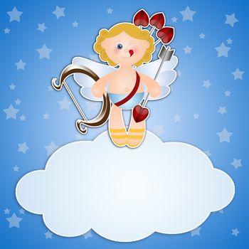 Cupid on cloud for Valentine's Day