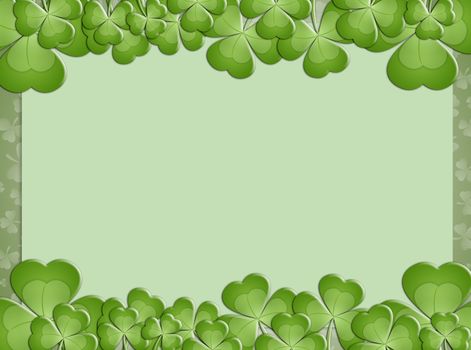 St. Patrick's Day on green background with clovers