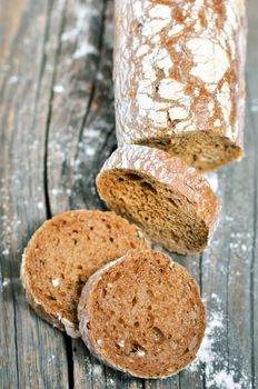 baked traditional bread and flour