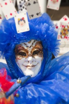 Traditional blue mask of the venice carnival