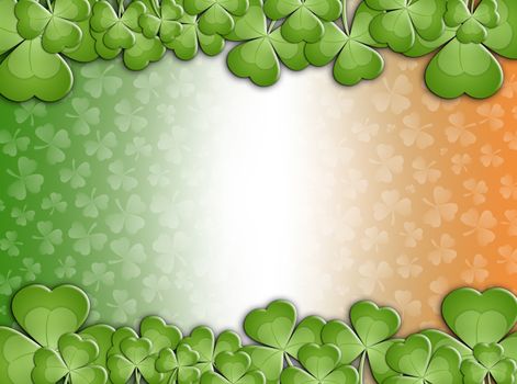 St. Patrick's Day on green background with clovers