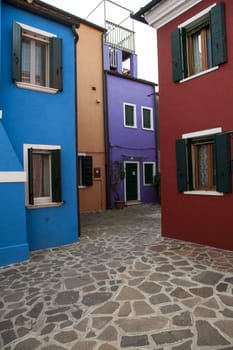 Old retro Mediterranean street with colorful houses