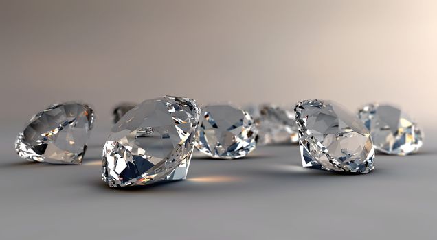 Many diamonds isolated on a clear plane