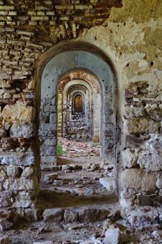 Ruin ramshackle arcades in row Edirne Turkey