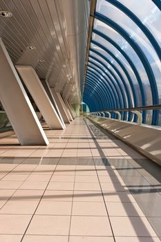 Modern office and shopping bridge of Moscow City, Russia