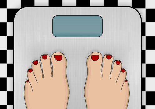 Illustration of a pair of feet standing on weighing scales