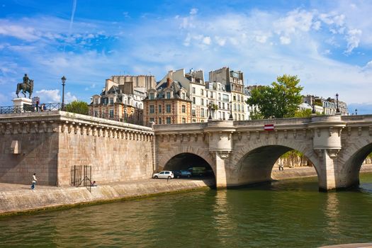 Beautiful view of Pont Neuf (New Bridge), Paris, France.