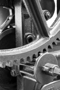 Close up view of gears from old mechanism