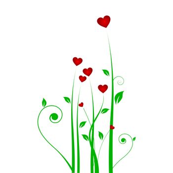 A white background with grass and heart