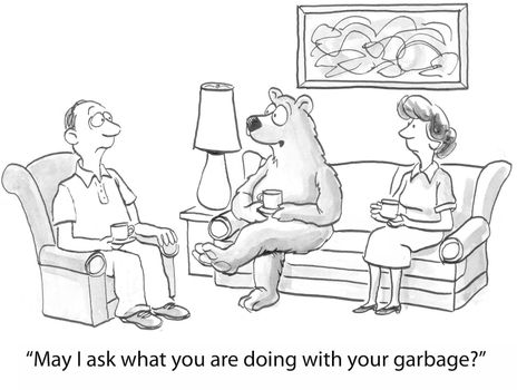 "May I ask what you are doing with your garbage?"