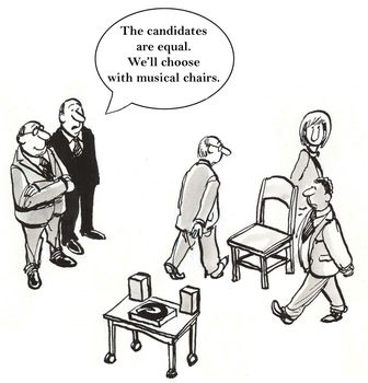 "The candidates are equal.  We'll choose with musical chairs."