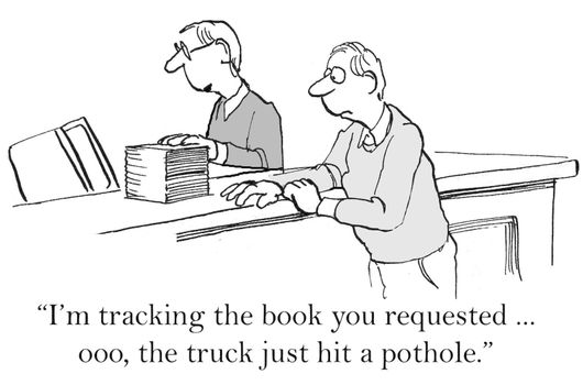 "I'm tracking the book you ordered ... ooo, the truck just hit a pothole."